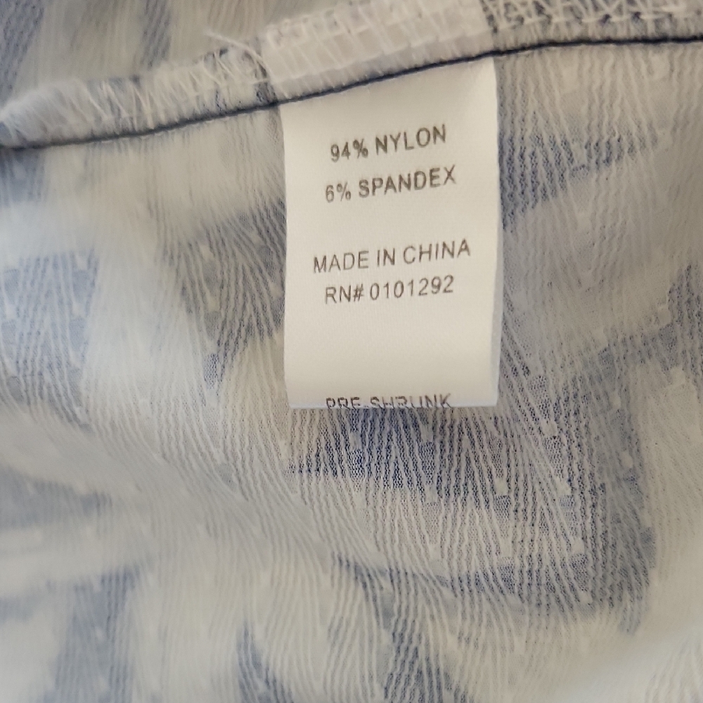 Beachtime Navy & White Women's Quarter Zip Top With Palm Trees Resort Wear 1X - Picture 5 of 6